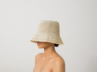 Lamp shade Crochet Hat with Metallic Thread