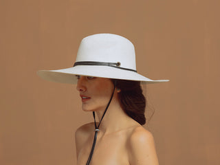 Long Brim Panama Hat with Leather Band