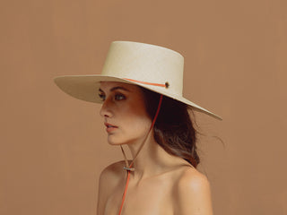 Long Brim Cordovan Hat With Leather Band