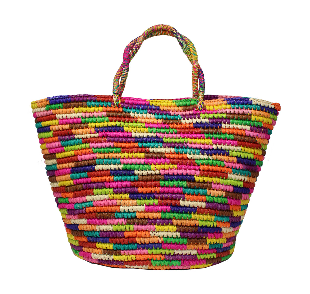 Sensi Studio Woven Straw Backpack Two-Tone Straw Bucket Bag By
