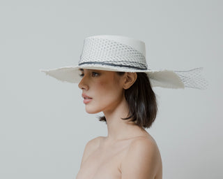 "Glamour" Frayed Cordovan long brim hat