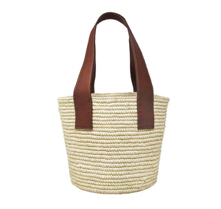 Maxi Tote Woven Straw With Leather Handle