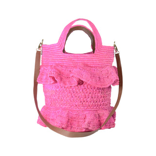 Ruffle Tall Bag With Leather Strap