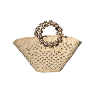 Open-Weave Straw Beaded Basket bag