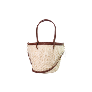 "Feathers" Seashell Soft Baby Bucket with Leather handles