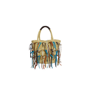 Leather fringe mini tote