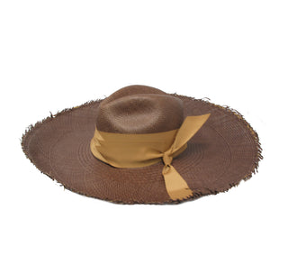 Panama Hat Frayed Long Brim With Triple Twist Band
