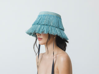 Frayed Lampshade Hat With Narrow Ribbon