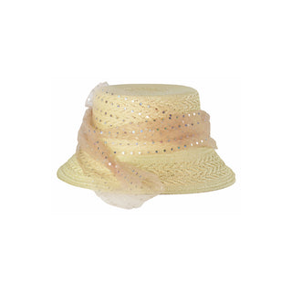 Texturized Straw Lampshade With Tulle