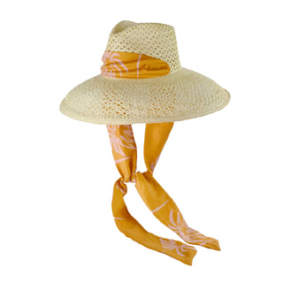 Open Weave Aguacate Extra Long Brim Hat with Fabric Band