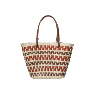 Tri-Tone Straw & Leather Bag