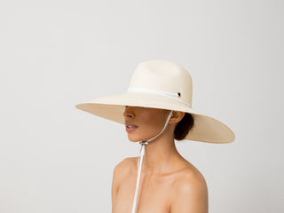 Extra Long Brim Panama Hat with Leather Band