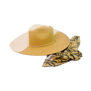Two Tone Long Brim Aguacate Hat with Handkerchief