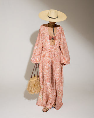 Maxi Robe with Hand Embroidered Flower Details