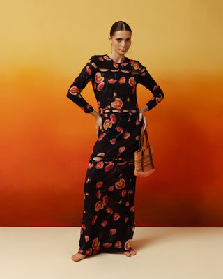 Maxi dress with wooden beads detail