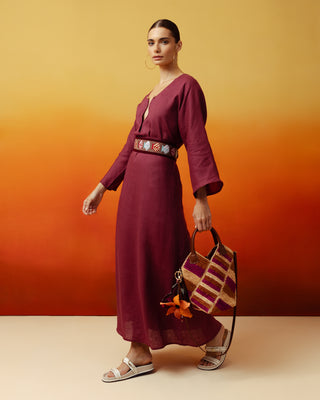 Maxi Kaftan with Embroidered Palm