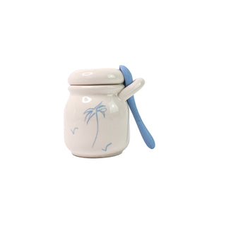 Ceramic Jar & Spoon “Life is a Beach” (Set of 2)