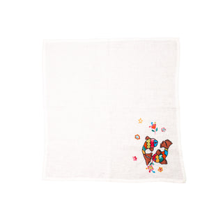 "Pez" Hand Embroidered Linen Napkin (Set of 4)