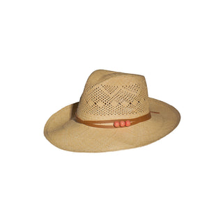 Coral Breeze Open Weave Panama with Leather Band