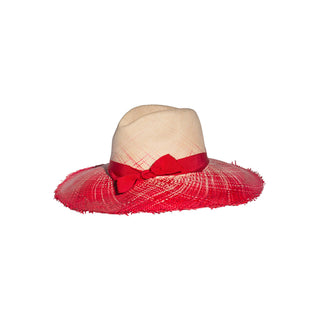Scarlet Ombre Frayed Brim Panama Hat