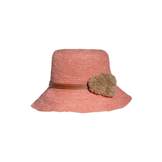 Hippie Hat Pom Pom Detail Band with Leather Deatil