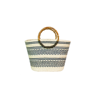 Two Tone Tote with Bamboo Handle