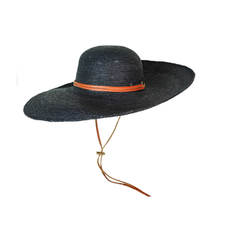 Crochet Hat Extra Long Brim with Adjustable Leather Band