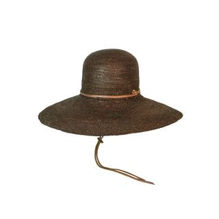 Crochet Hat Extra Long Brim with Adjustable Leather Band