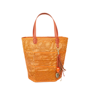 Open Weave Tote bag with leather charm