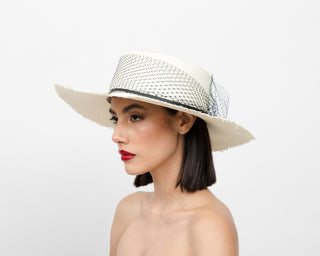 "Glamour" Frayed Cordovan Long Brim Hat