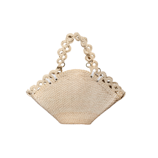 Thick weave maxi basket with woven rings handles