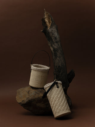 Thick Weave Mini Bucket with plush fabric border