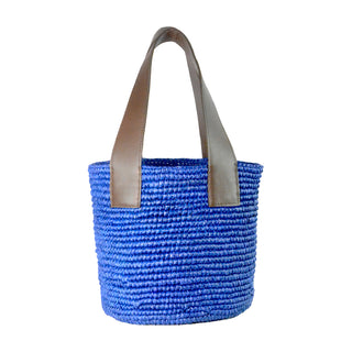 Medium Tote Woven Straw With Leather Handle
