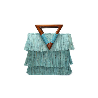 Frayed Straw Medium Tote With Wooden Handles