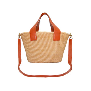 Maxi Canasta Straw Bag With Leather Handles And Removable Crossbody Leather Straps