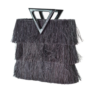 Frayed Straw Maxi Tote With Wooden Handles