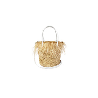 "Feathers" Seashell Soft Baby Bucket with Leather Handle