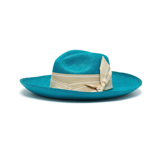Long Brim Double Twist Stripe Band Panama Hat