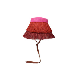 Frayed Lamp Shaped Hat With Narrow Ribbon