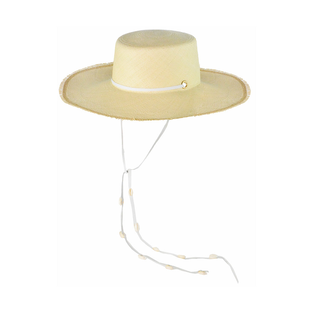 Frayed Cordovan Long Brim Hat With Shells – Sensi Studio