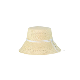 Texturized Straw Lampshade with Leather Band