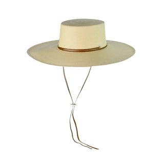 Long Brim Cordovan Hat With Leather Band