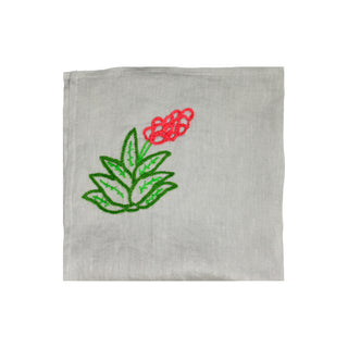 Hand embroidered linen napkins (Set of 4 Units)