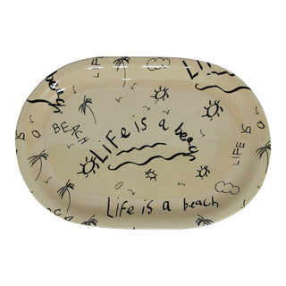 Ceramic Oval Platter “Life is a Beach” (Set of 2)