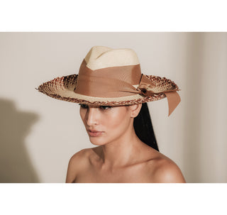 Panama Hat Long Brim Two Tone