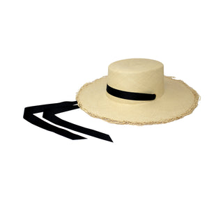 Long Brim Cordovan Hat With Adjustable Ribbon