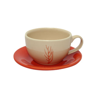Ceramic Tea Cup & Tea Plate "Corales de la Isla" (Set of 4)