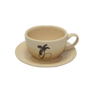Ceramic Tea Cup & Tea Plate "Trazos Sicilia Black" (Set of 4)